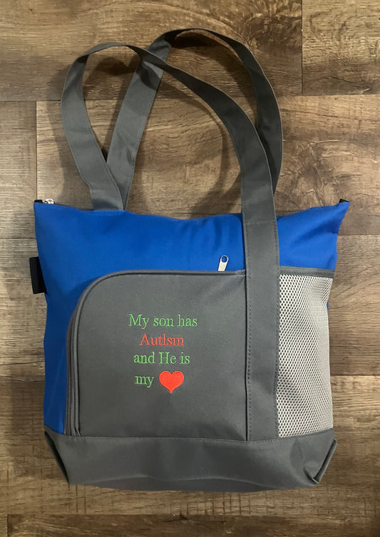 My son has Autism and He is my heart ❤️ Tote Bag